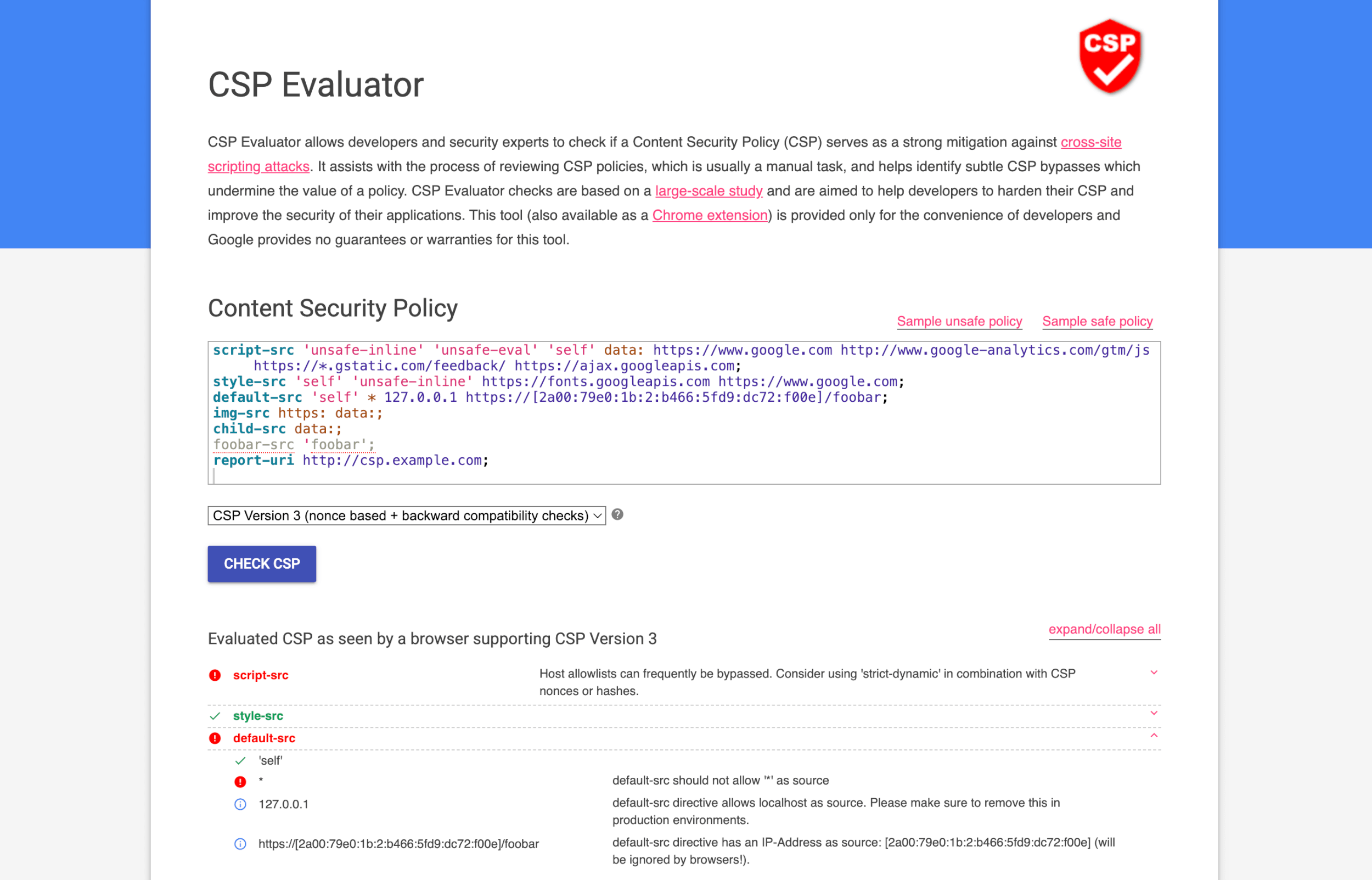 CSP Evaluator